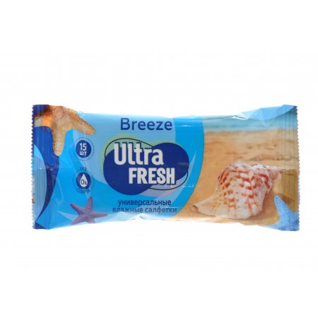 Салфетки влажные Ultra Fresh 15шт Универсальные Breeze