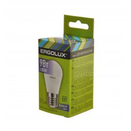 Лампа светодиодная LED ERGOLUX Шар G45 9W-E27-6K, 6500К, Дневной свет