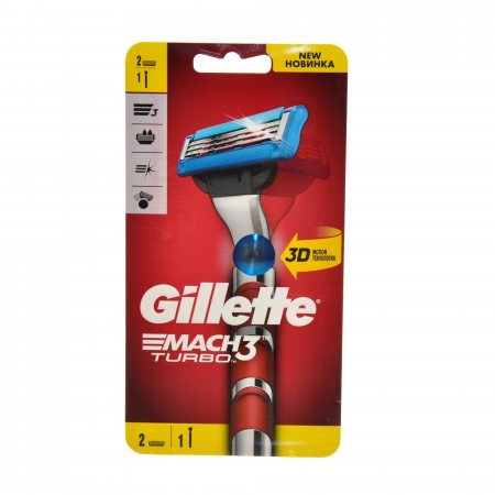 Станок бритвенный GILLETTE MACH3 1шт 2кас Turbo RED