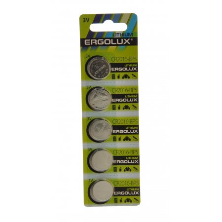 Батарейка ERGOLUX Литиевые СР2016-ВР5 5шт 3V