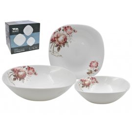 Набор столовой посуды Lavenir 13пр стеклокерамика Чайные розы YF20032 квадрат, белый,6 тар+7 сал