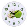 Часы РУБИН настенные круг D-25см основание белое, Зеленое яблоко