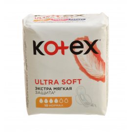 Прокладки KOTEX с крылышками 10шт Ultra Soft Normal мягк.пов.