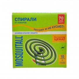 Спираль MOSQUITALL от комаров 10шт Универсальная защита + подставка,70ч защиты