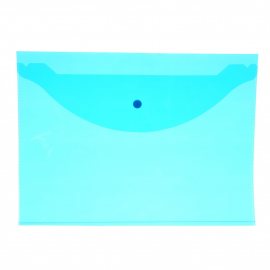Папка-конверт ATTOMEX А4 с кнопкой 120мкм Синяя полупрозрачная