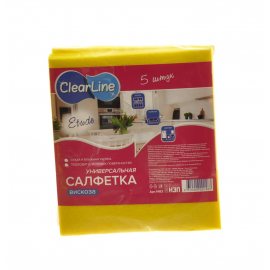 Салфетка для уборки CLEAR LINE 5шт 30х34см вискоза Этюд