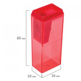 Точилка для карандашей ПИФАГОР пластмассовая одинарная с контейнером прямоугольная, асс