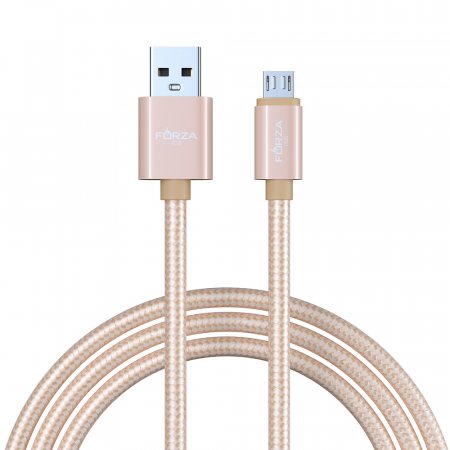 Кабель для зарядки телефонов FORZA PLUS Флоренция micro USB, 1.5м,1.5А, ткан.опл,3цв