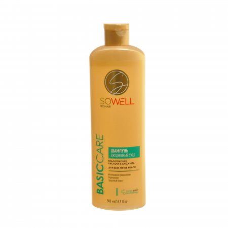 Шампунь для волос SoWell Ежедневный для всех типов Базовый уход Basic care,гиалур.к-та,алоэ вера, 500мл
