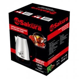 Чайник SAKURA 1.8л электр. 1800Вт,SA-2135GS, нерж.сталь, зелен.
