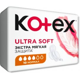 Прокладки KOTEX с крылышками 10шт Ultra Soft Normal мягк.пов.