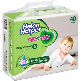 Подгузники HELEN HARPER Soft&Dry 13-18кг 40шт XL 6 .