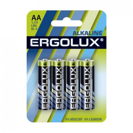 Батарейка ERGOLUX Алкалиновая LR6 AA 1.5В 4шт