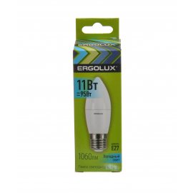 Лампа светодиодная LED ERGOLUX Свеча С35 11W-E27-4K, 4500К, холодный свет