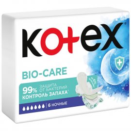 Прокладки KOTEX Bio-Care 6шт ночные