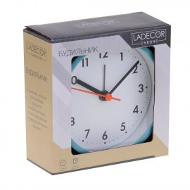 Будильник LADECOR Chrono 9.4х9.8х4см пластик,1хАА,синий