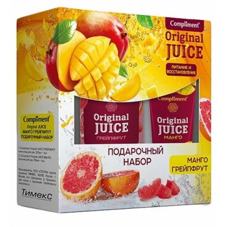 Подарочный набор COMPLIMENT Original JUICE Манго-Грейпфрут (Мыло жид.д/рук 320+Бальз.д/рук 100) №1491 жен