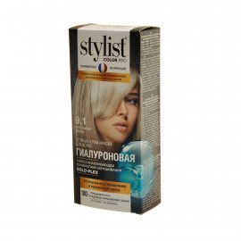 Крем-краска для волос STYLIST COLOR PRO стойкая тон 9.1 пепельный блонд Гиалуроновая серия 115мл