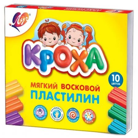 Пластилин ЛУЧ 10цв Кроха,мягкий восковой, 150г