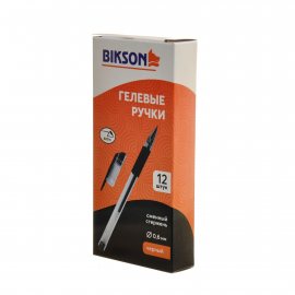 Ручка Bikson Гелевая Черная 0.6мм, резин.держ.