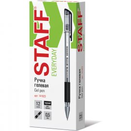 Ручка STAFF Гелевая Черная Everyday 0.5мм, GP-192 с грипом