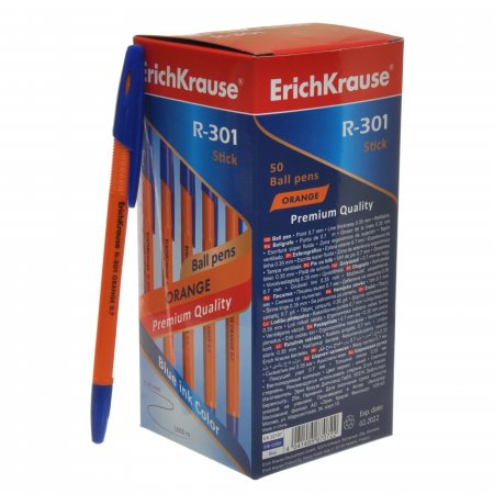 Ручка ER.KRAUSE Шариковая Синяя Orange Stick 0.7мм, корп.оранж.R-301 43194