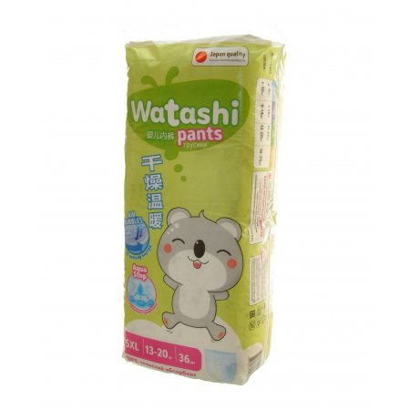 Подгузники-трусики WATASHI 13-20кг 36шт 5XL, jambo-pack