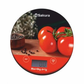 Весы SAKURA кухонные электронные макс.нагрузка 8кг SA-6076T помидоры, круглые