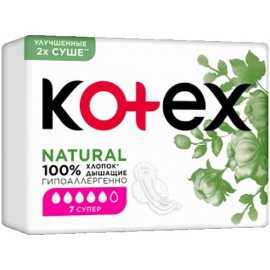 Прокладки KOTEX Natural 7шт Super