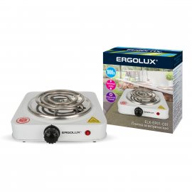 Электрическая плита ERGOLUX спираль 1 конфорка 1000Вт ELX-EP01-C01 белая