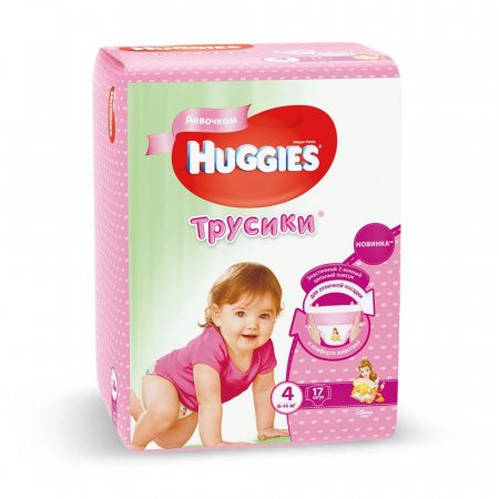 Подгузники-трусики для девочек HUGGIES 9-14кг 17шт