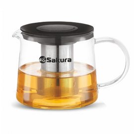 Чайник заварочный SAKURA 0.6л жаропрочное стекло боросиликатн,контейн-фильтр,термоиз.ручка