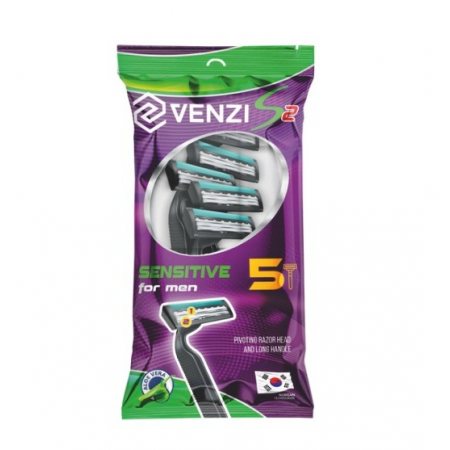 Станок бритвенный VENZI for Men 5шт одноразовый S2, 2лезвия, Sensitive, Алоэ Вера