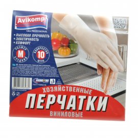 Перчатки Avikomp Glov PROFESSIONAL виниловые р.M 10шт хоз.