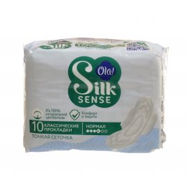 Прокладки OLA! Silk Sense с крылышками 10шт Normal, тонкая сеточка