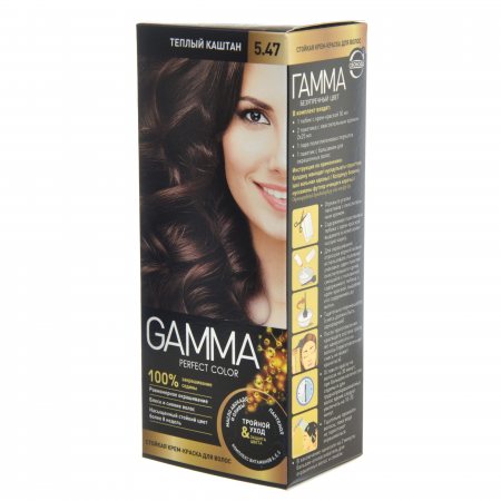 Крем-краска для волос GAMMA Perfect Color стойкая 5.47 Теплый каштан Окисл.крем 6%