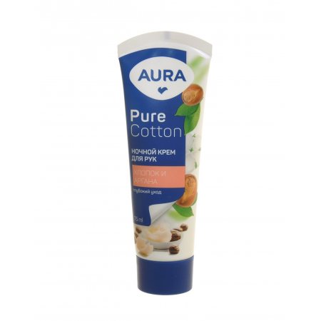 Крем для рук AURA Pure Cotton Ночной уход Хлопок и Аргана 75мл