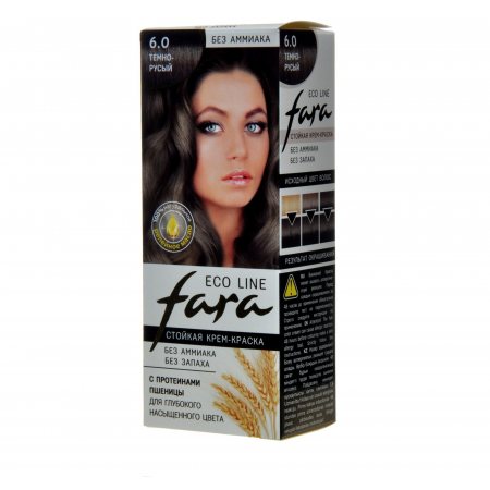 Крем-краска для волос FARA Eco Line стойкая без аммиака 6.0 Темно-русый