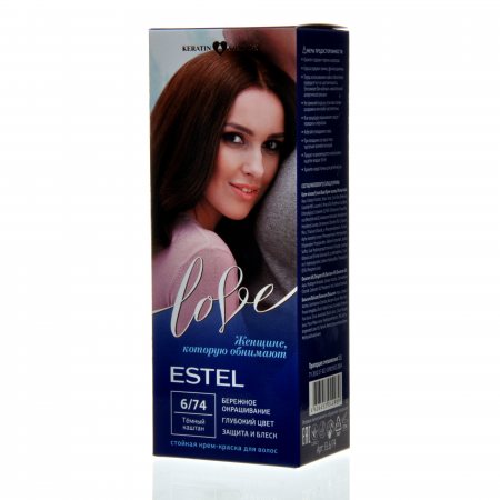Волос лове. Крем - краска для волос Estel Love 6/74 темный каштан. Краска для волос Эстель темный каштан. Краска Эстель темный каштан. Краска Эстель каштан 6.4.