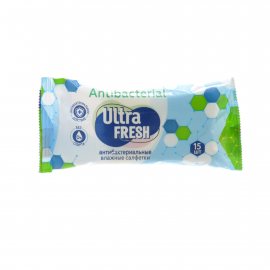 Салфетки влажные Ultra Fresh 15шт Антибактериальные Antibacterial