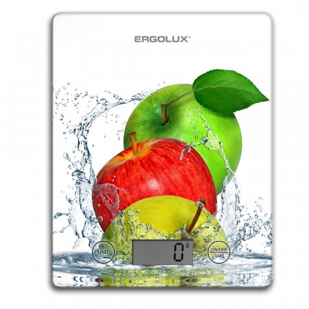 Весы ERGOLUX кухонные электронные макс.нагрузка 5кг белые, ELX-SK02-C01