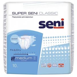 Подгузники для взрослых SUPER SENI Medium 10шт CLASSIC 75-110 см, дышащие