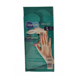 Перчатки CLEAR LINE виниловые р.L 10шт прозрачные