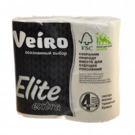 Бумага туалетная LINIA VEIRO 4 рулона четырехслойная Elite Extra