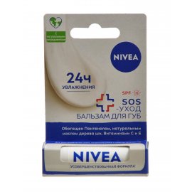 Бальзам для губ NIVEA Lip Care SOS-уход пантенол,масло дерева ши,вит С и Е 4.80г
