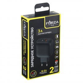 Зарядное устройство FORZA PLUS USB Модерн,220В, 2USB,3А, быстр зарядка