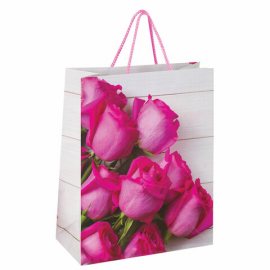 Пакет подарочный Золотая Сказка ламинированный 26х12,7х32,4см Розовые розы