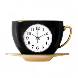 Часы РУБИН настенные Чашка с блюдцем 28х17см корпус черный с золотом, Классика