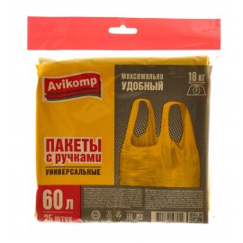 Пакеты Avikomp 60л 25шт универсальные с ручками Стандарт желтые до 16кг